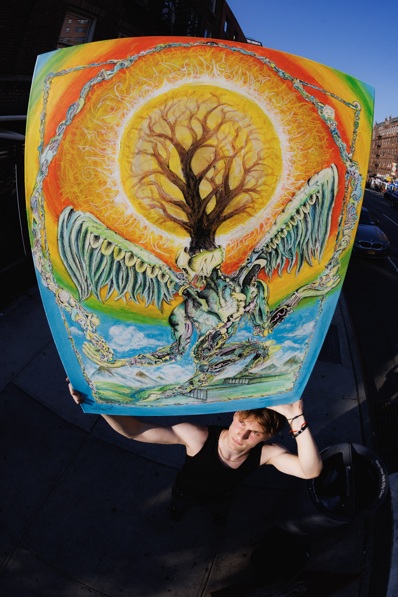 Ashton Herres with painting