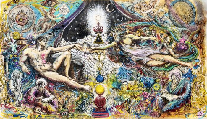 Follow God, Adam, 35 × 50 in mixed media on canvas sheet by Ashton Herres